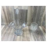 Vintage Duncan Miller Glass Basket Vase