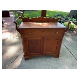 Antique Cherry Washstand Cabinet With Gallery Back