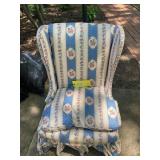 Vintage Floral Stripe Upholstered Armless Wingback
