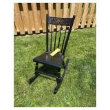 Vintage Black Painted Child's Rocking Chair With G