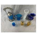 Victorian Blue Glass Pickle Castor and Glasware