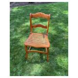 Vintage Tiger Maple Ladderback Chair with Woven Ca