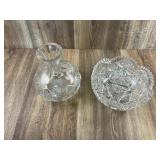 American Brilliant Cut Glass Bowl and Carafe Vase