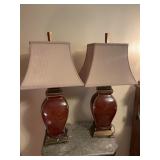 Pair of Uttermost Rory Burgundy Glazed Ceramic Tab