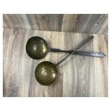Antique Hand Forged Brass and Iron Skimmer Ladles