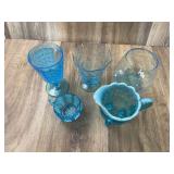 Northwood Fluted Scrolls Blue Opalescent Creamer