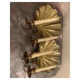 Pair of Vintage Brass Scallop Shell Wall Sconces