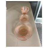 Vintage Pink Depression Glass Creamer and Saucer S