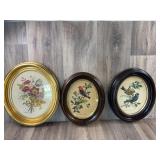 Oval Framed Bird and Botanical Floral Print