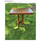 Antique Eastlake Victorian Carved Walnut Parlor Ta