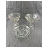 Antique EAPG Clear Pressed Glass Compotes and Bowl
