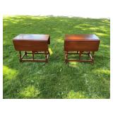 Pair of Vintage Walnut Finish Drop Leaf Accent Tab