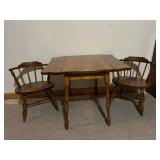 Vintage Maple Drop Leaf Table and Two Chairs