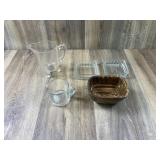 Yellowware Corn Mold and Assorted Glass