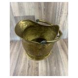 Antique Hammered Brass Coal Scuttle Helmet Bucket