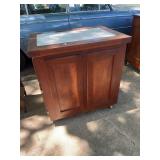 Vintage Cherry Wood Mobile Kitchen Island Rolling