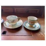 Vintage Porcelain Cup and Saucer Sets Gilt Accents