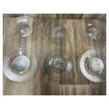 Vintage Clear Glass Starburst Pattern Plates (6)