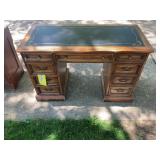 Traditional Double Pedestal Wooden Desk With Toole