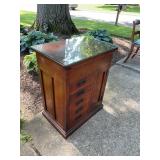 Vintage Multi Drawer Wooden Cabinet with Glass Top