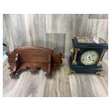 Seth Thomas Adamantine Mantel Clock and Shelf