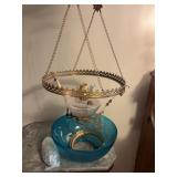 Antique Victorian Brass Hanging Library Oil Lamp