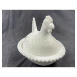 Vintage Indiana White Milk Glass Hen on Nest Dish