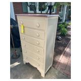 Painted Six Drawer Wood Tallboy Dresser