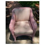 Vintage Pink Wicker Rocking Chair Patio Furniture