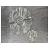 Clear Glass Divided Relish Dish and Etched