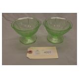 Jeannette Glass Co. Uranium Glass Sherbet Dish x2