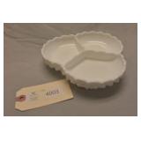 White Fenton Milk Glass Divided Relish Dish