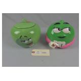 Pair M&M's Green Ceramic Jars