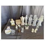 Assorted Ceramic and Crystal Angel Figurines Colle
