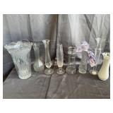 Assorted Clear and Milk Glass Flower Vases