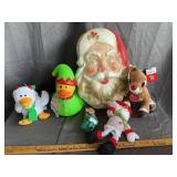 Vintage Santa Blow Mold and Christmas Plush Toy Lo