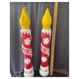 Vintage Noel Blow Mold Christmas Candle Pair