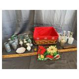 Vintage Ceramic Vases Glass Jars And Woven Basket