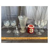 Vintage Etched Glass Stemware Crystal Vase Bell