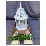 Decorative White Wedding Lantern With Bridal Figur