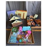 Large Miniature Dollhouse Toy Furniture Wall Roof