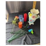 Decorative Porcelain Vase Art Glass Flowers and As