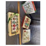 Vintage Christmas Glass Ornaments and Board Games