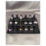 Vintage Silver and Gold Tone Purple Stone Rings