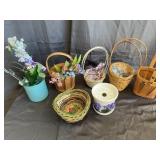 Collection of Assorted Woven Baskets and Ceramic P