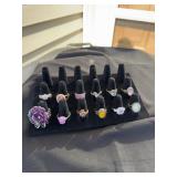Assorted Estate Fashion Rings On Velvet Display St