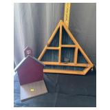 Rustic Wooden Shadow Box Shelf and Schoolhouse Boo