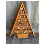 Vintage Wooden Christmas Tree Shadow Box Display w