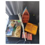 Vintage Dollhouse Miniatures and Wooden Canoe Shel