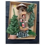 Vintage Christmas Miniature Trees and Santa